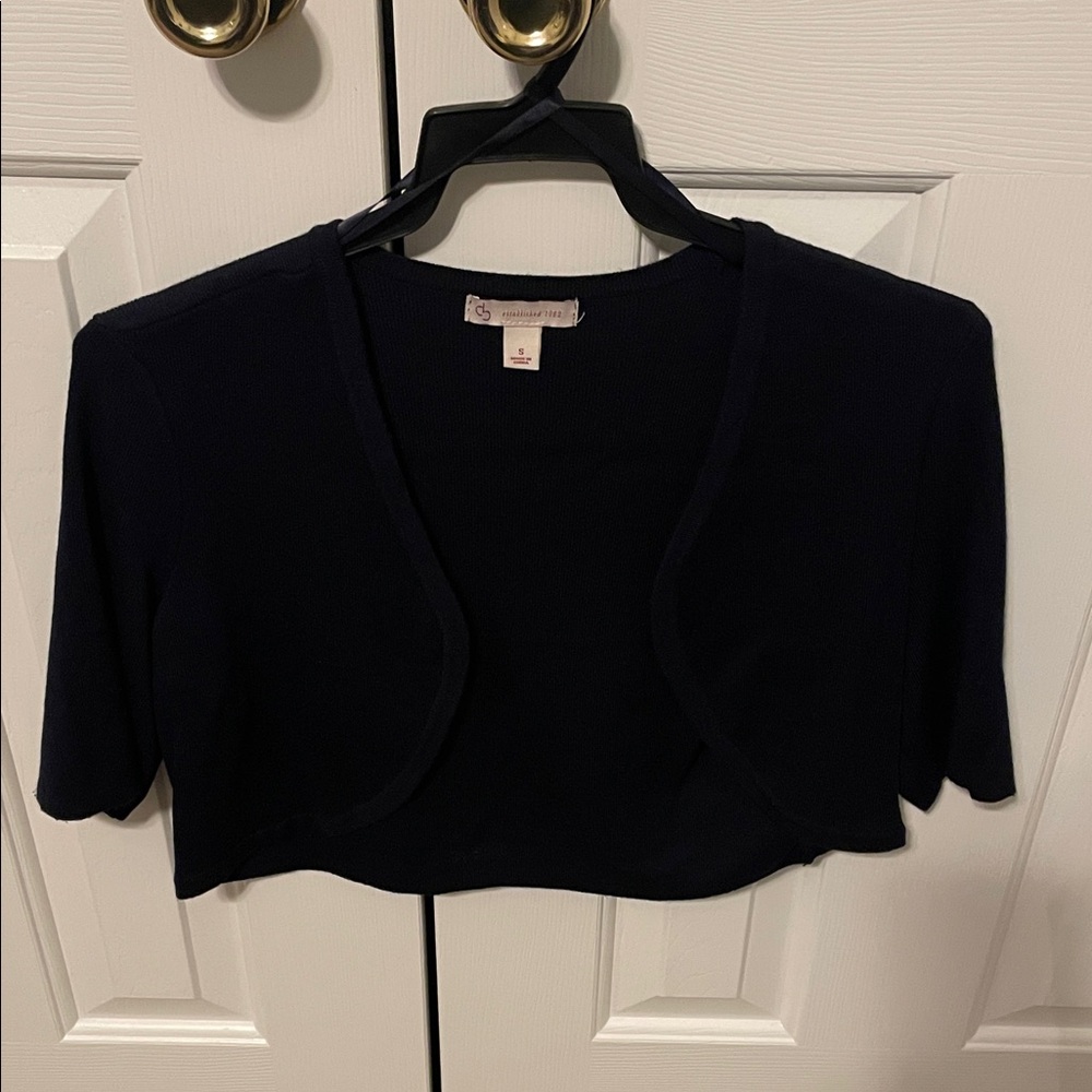 CB Established 1962 Young Women's DARK Navy Cropped Cardigan Small (Like New)